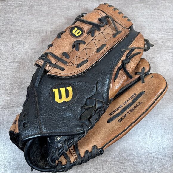 Wilson Black and Brown Leather Softball Glove - Picture 1 of 6